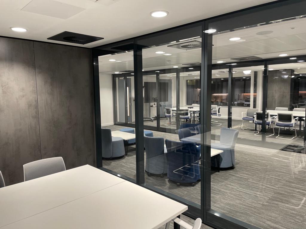 Acoustic sliding partition installed in North London office